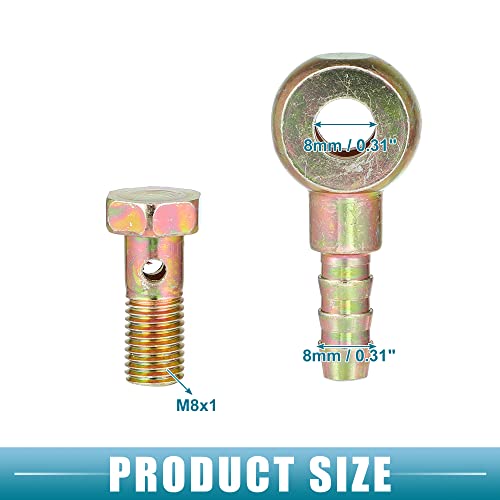 A ABSOPRO 2 Stück Auto Banjo Schlauch Barb Bolzen Fittings Adapter M8x1