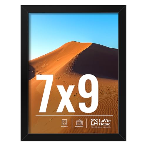 Image of LaVie Home 7x9 Picture Frame for Wall Display, 7x9 Black Picture Frame with HD Plexiglas, 7 x 9 Frame 1 Pack, Display Frame for Vertical or Horizontal, Classic Collection