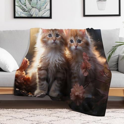 Couverture chat en flannel lavable 130x150 plaid doux canapé et lit - 3
