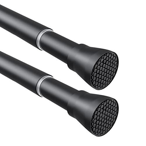 Image of Tension Curtain Rod Black Tension Rod 2pcs Spring Curtain Rod Non Slip Tension Rods For Windows 28 to 48 Inch No Drilling Adjustable Tension Rods of Curtain Window Closet Kitchen Wardrobe