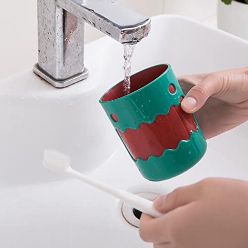 Hoshen cute little monster color matching mouthwash cup, reusable toothbrush holder, bathroom cup, tooth brushing cup, plastic 450ml (1Pcs, Green) - Image 3