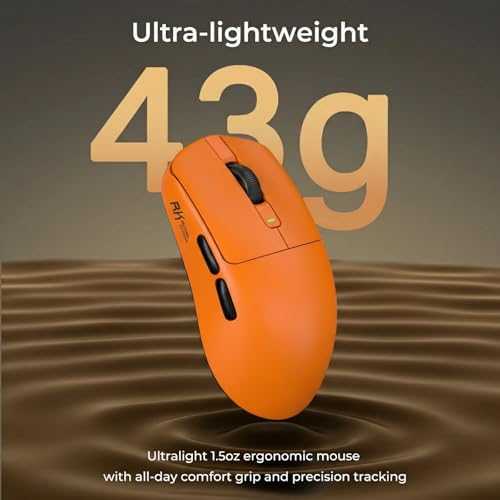 Image of RK ROYAL KLUDGE RK M30 Wireless Gaming Mouse, 43g Ultra-Lightweight Computer Mouse with 2.4GHz /Bluetooth /USB-C, 24000 DPI, Rechargeable PC Game Mice with 5 Programmable Buttons for Win /Mac, Orange