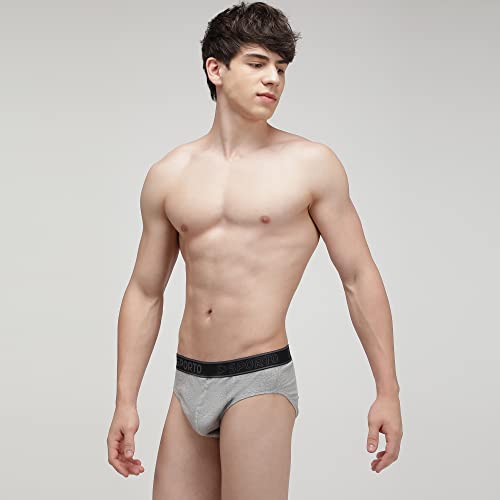 Image of sporto Men's Solid Cotton Brief with Soft Elastic Waistband (Pack of 3) Black