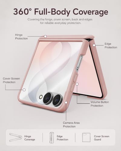 Image of STORMTAL for Samsung Galaxy Z Flip 8 Case, Hinge Protection, Built-in Screen Protector, Wireless Charging, Shockproof, Slim Rugged Phone Protective Case for Galaxy Z Flip 8 Pink