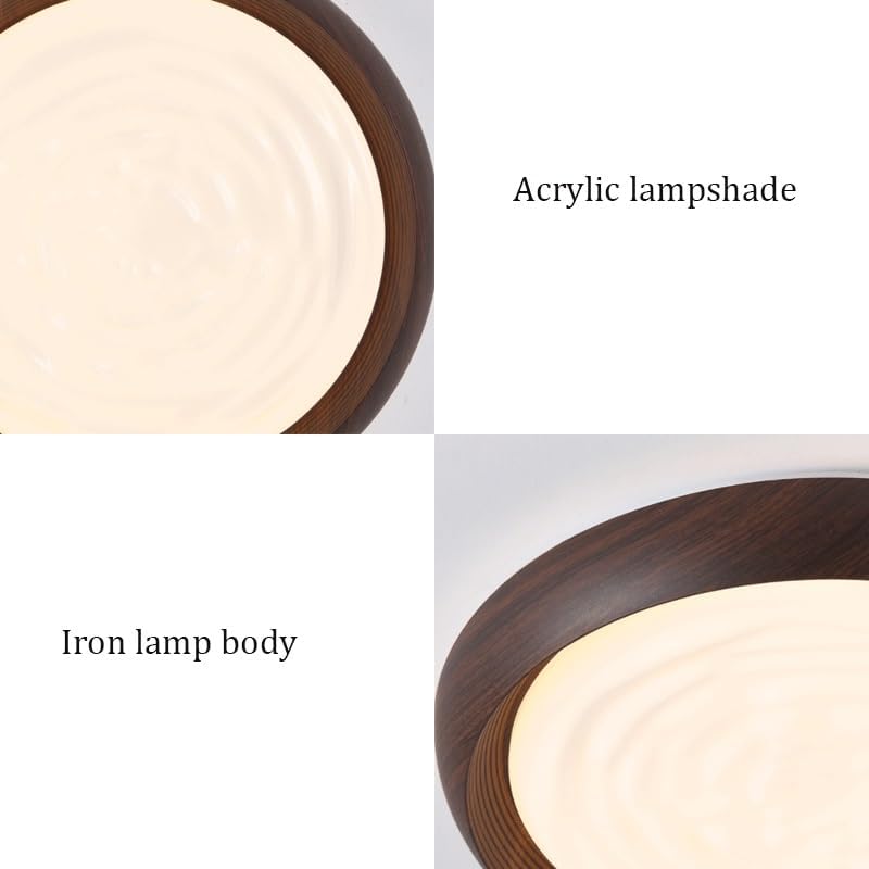 Modern Simplicity Acrylic Walnut Color Round Living Room Ceiling Lamps Moder Simple Flush Mount Lighting LED Light Source Three Color Dimmable for Dining Bedroom Study