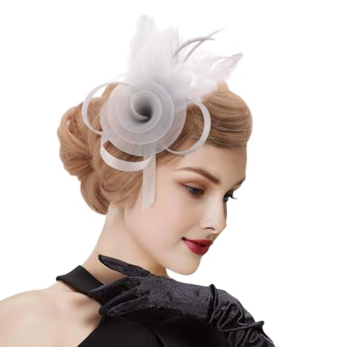 Image of DRESHOW Fascinators Hats for Women Tea Party Fascinator Hats Vintage 50s Headwear Cocktail Wedding Church Derby Hat