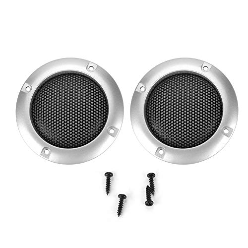 2 Pcs Haut-Parleur Audio Couverture, Grille de Haut-Parleur de Cercle Métal Maille,Résistant aux éclats,Couvercle métallique décoratif Audio avec 4 vis...