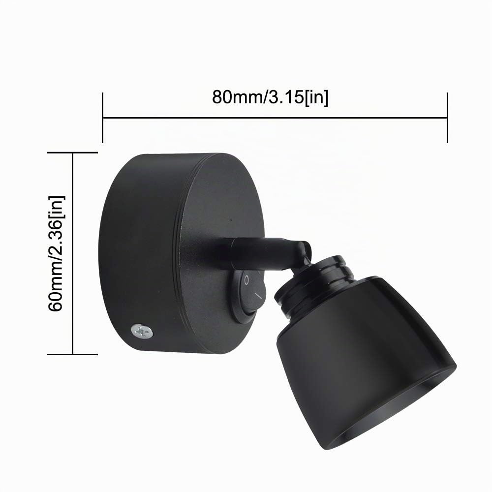Luxvista LED-Leselampe, 12 V, 3 W, Schwarz, Innenwandleuchte, mit Schalter, 180 °, flexible Beleuchtung für Boot, Auto, Wohnwagen, Wohnmobil, Yacht, Van (warmweiß)