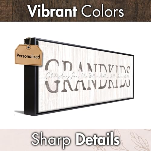 Grandkids - Personalized Art Gift for Grandparents (Whitewashed Wood, 6.5"x18" Block Mount) - Image 3