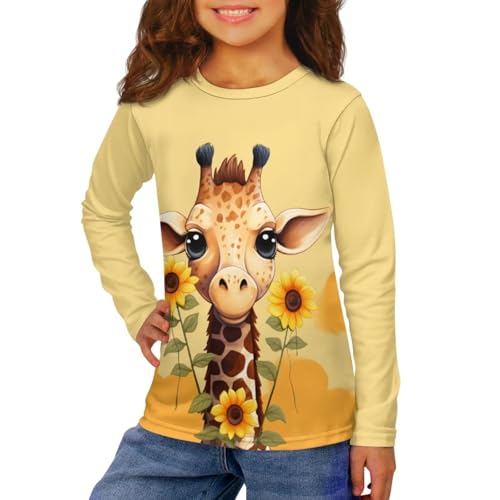 Image of Girls Long Sleeve Shirts Casual Crewneck Soft T-shirts for Girls 3-16 Years Old