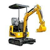 Mini Excavator, Mini Crawler Excavator, Trench Digger, 13.5hp EPA Engine, Ride-On Electric Excavator with Canopy, Digging, Bull-Dozing, Ditch Cleaning for Garden, Farm, Park, Vegetable Greenhouse