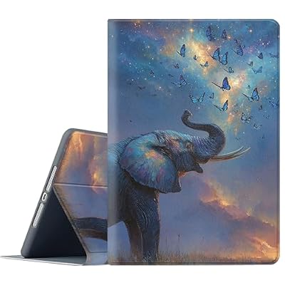FGDRFGRW Case for Samsung Galaxy Tab S8/S7 11-Inch 2022/2020 Model SM-X700/X706/T870/T875/T878,Adjustable Stand Auto Wake/Sleep Function Full Body Protection Cover - Starry Elephant Butterfly