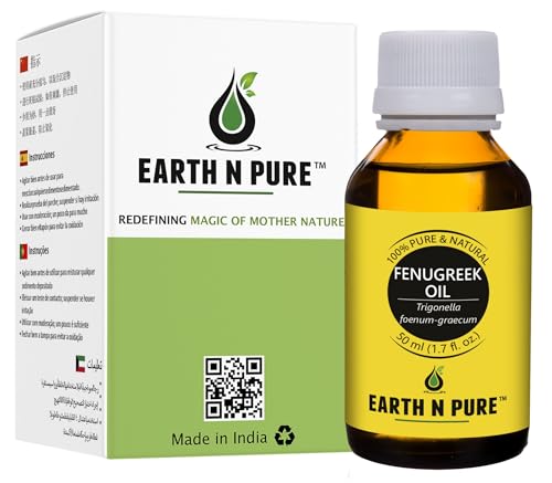 Image of Earth N Pure Fenugreek Seed Oil (Methi Oil) Cold Pressed, Natural and Therapeutic Grade 50 ml