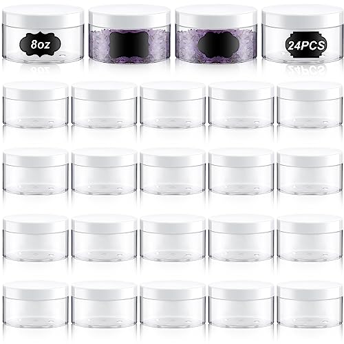 Dandat 24 Pcs 8 oz Plastic Jar Container with Lid