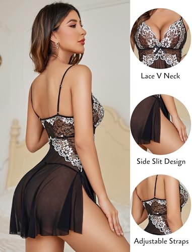 Image of Avidlove Women Lace Lingerie Babydoll Sexy Chemise Exotic Nightgowns Bridal Nightdress