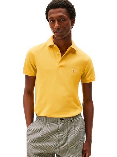 Image of Tommy Hilfiger Men's Short Sleeve Polo Shirts in Slim Fit with Stretch and Organic Pique Cotton