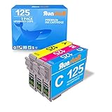 Run Star Remanufactured 3-Pack 125 Ink Cartridge Replacement for Epson 125 T125 Color Work for...