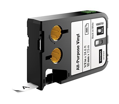 Preisvergleich Produktbild DYMO 1868751 All-Purpose Vinyl, 12mm, Black on White by IRWIN