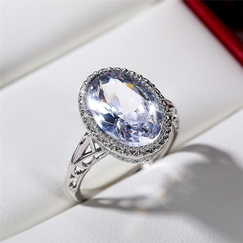 Graceful Lady Proposal Ring with Bright Oval Cubic Zirconia Delicate Wedding Band