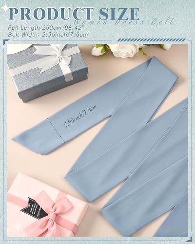 Image of Glitopper Women Chiffon Sash Belt Dress Sash Waist Bridal Wedding Belt 50s Accessories 3'' Wide