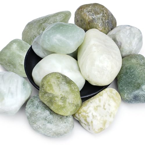 Image of Pulovin 20 lbs Jade Pebbles for Indoor Plants, 2-3 Inch Polished River Rocks, Decorative Garden Rocks Outdoor Landscaping, Large Natural Stone for Walkways, Yard, Vases, Crafts