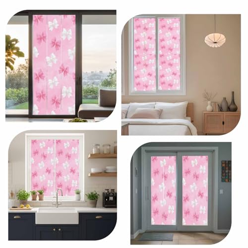 Película decorativa para ventana con lazo rosa y blanco miniatura 7