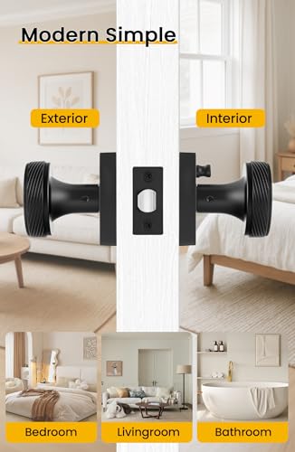 goldenwarm Interior Door Knobs Black, Zinc-Alloy Modern Matte Black Door Knob Privacy Door Knobs Interior for Bedroom Bathroom, Heavy Duty Square Modern Doorknobs - 6 Pack - Image 3