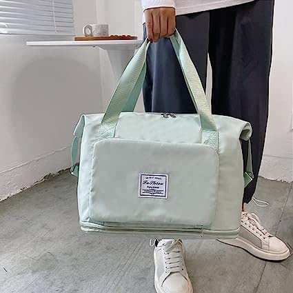 Image of K D Foldable Travel Duffel Bag, Large Capacity Folding Travel Bag, Travel Lightweight Waterproof Carry Luggage Bag (58 L x 41 H X 22 W cm) (Pack of 1) (Ice Green)