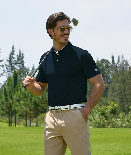 Image of ZITY Golf Shirts for Men Short Sleeve Moisture Wicking Solid Performance Designed Print Collared Casual Polo Shirt