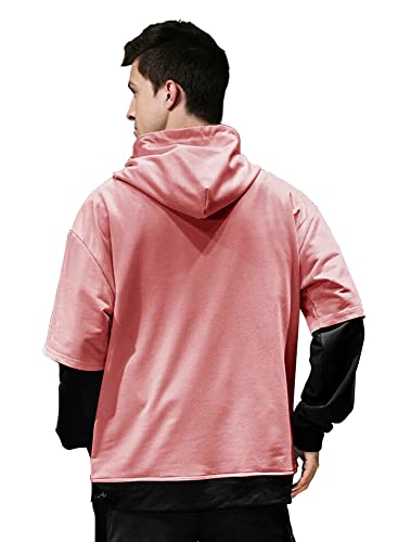 Image of EYEBOGLER Men's Cotton Blend Colorblocked Hooded Neck Full Sleeves Regular Fit Sweatshirt