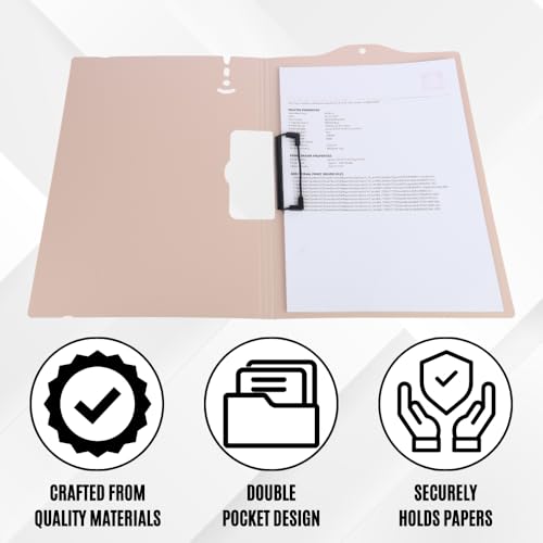 Image of Tarkan A4 Size Clipboard File Folder with Adjustable Strap, Pack of 2, for Home, School, Office Use (Pink and Green)