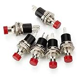 5x Stück Einbau Mini Micro Taster 12V 120V Drucktaster Push Button Switch Schalter Rot Rund Klingel Alarm (5)