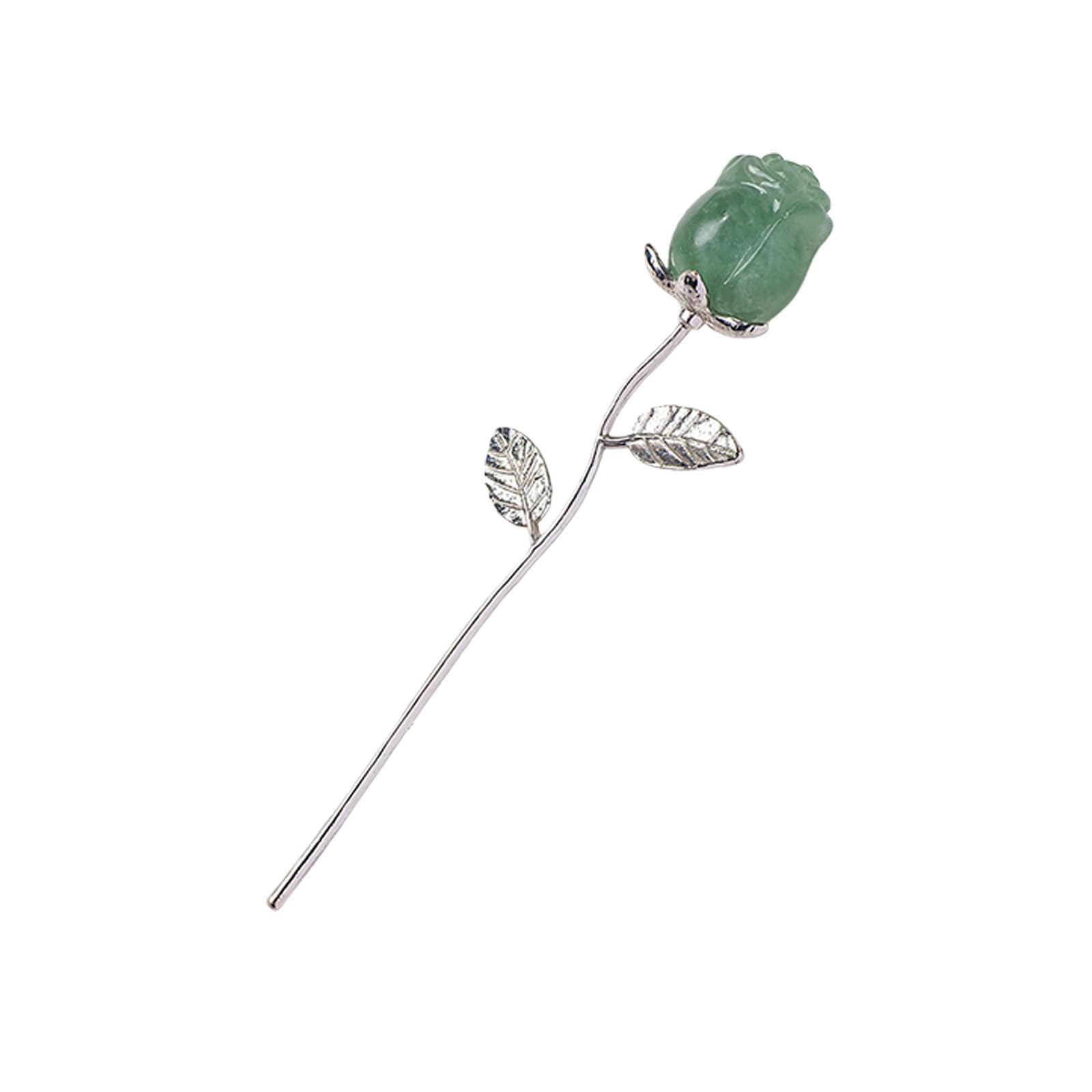 Hsioluted Natural Crystal Carved Rose Handcrafted Arts Piece Feature Detailed Craftsmanship for Sophisticated Homes and Decoration Enhancing Ambiances Simulated Rose
