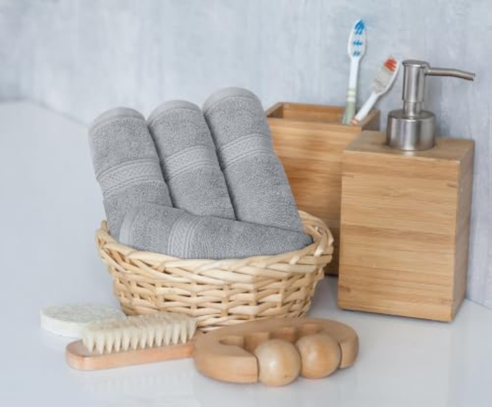 Cool Grey Towel Set, 2 Bath, 2 Hand, 4 Washcloths