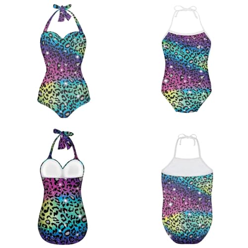 Dreaweet Family Matching Swimsuits for Mom and Daughter,One Piece Halter Tankini Swimsuits Tummy Control Bathing Suits2