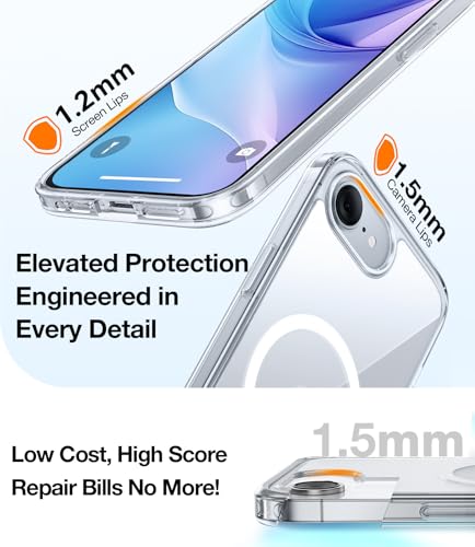 Image of TORRAS for iPhone 16e Case /iPhone 17e Case Clear, Never Yellow, Magnetic Phone Case, 16FT Military Grade Drop Protection, Slim Transparent Anti-Scratch Cover for iPhone17e Phone Case 6.1 inch, Clear