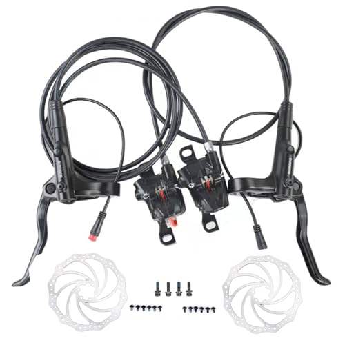 Acciaiie ShimanoOEM MT200 E-Bike Hydraulic Disc Brakes with 203mm Rotors, New Upgrade 2-Pin 2-Piston Ebike Hydraulic Brakes, Pre-Bled with Mineral Oil Electric Bike Hydraulic Brake
