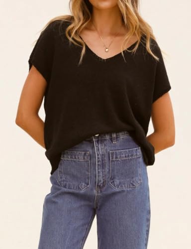 IDEALSANXUN Womens Sweater Vest Spring Summer Casual V Neck Cap Sleeve Sweater Knit Tops4