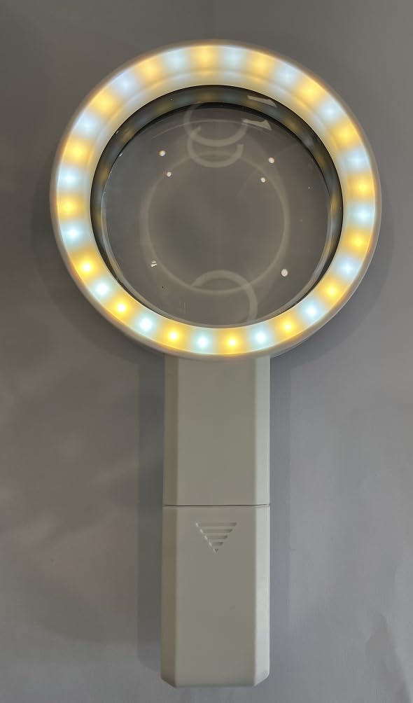 Lupa de mano con luz LED, aumento combinado de 10X y 25X, lente grande (25.0)