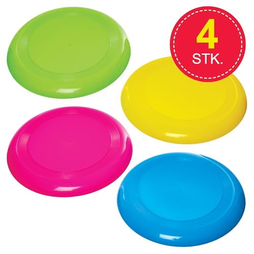 Baker Ross FN152 Große Frisbee-Flugscheiben - 4er-Pack, Garten-Sportspielzeug für Kinder, Sommerspielzeug