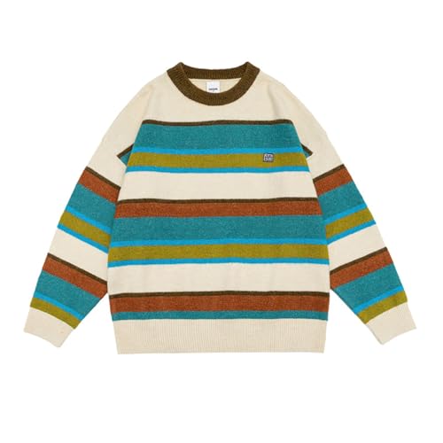 Pull en tricot coloré haut en couleur et rayures arc-en-ciel vêtement beige XXL moderne