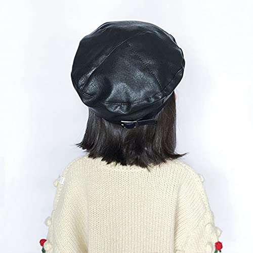 Minache Girl Fashion PU Leather Beret Hat Chic Beanie Cap Winter Warm Hat for 10Yrs+ Girls4