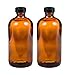 16 oz Glass Amber Bottles with Poly Seal Cap to Store Your Cleaning Supplies or Essential Oils - 2 Pack