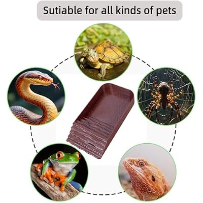 3 PCS Reptile Water Dish, Leaf Reptile Water Bowl, Amphibians Habitat Tortoise Food Bowl with Climbing Ramp for Turtle, Gecko, Snake, Bearded Dragon, Lizard