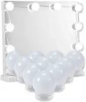 Luz De Espelho Camarim Maquiagem LED USB Kit 10 Lâmpadas Com Ventosa Adesivo Dupla Face 3 Cores Ajustável Para Casa Decoração Salão De Beleza Iluminação Profissional PREMIUM