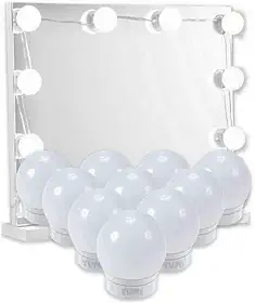 Luz De Espelho Camarim Maquiagem LED USB Kit 10 Lâmpadas Com Ventosa Adesivo Dupla Face 3 Cores Ajustável Para Casa Decoração Salão De Beleza Iluminação Profissional PREMIUM