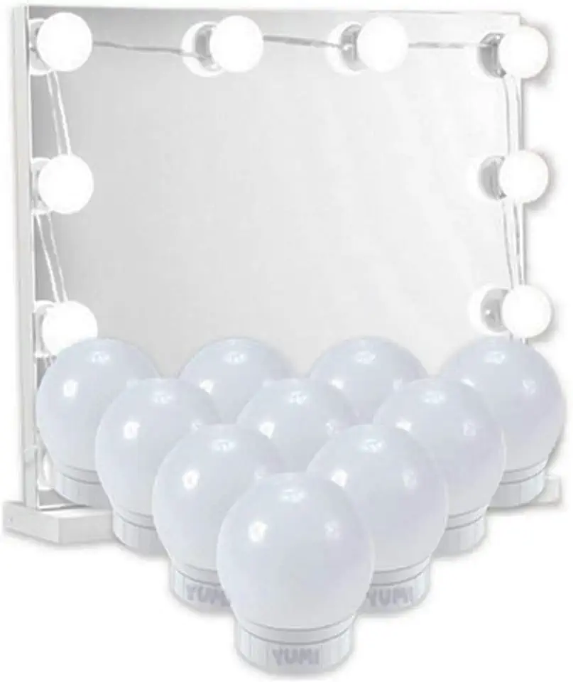 Luz De Espelho Camarim Maquiagem LED USB Kit 10 Lâmpadas Com Ventosa Adesivo Dupla Face 3 Cores Ajustável Para Casa Decoração Salão De Beleza Iluminação Profissional PREMIUM