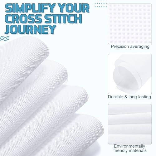 Image of Fanfanwin 2 Pack 13 Mesh Needlepoint Canvas 16 inch x 20 inch, White Cross Stitch