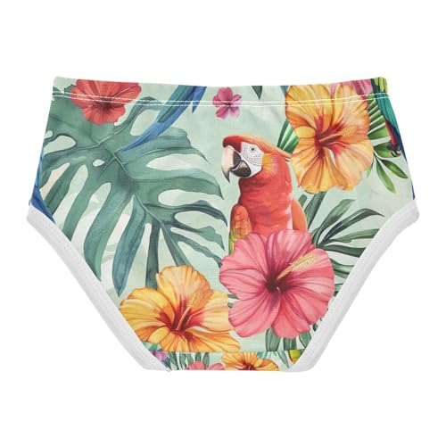 Toddler Girl Panties, Tropical Flower Parrot Green Girls Underwear Cotton, 2–8 Years2