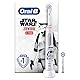 Oral-B Junior Star Wars Elektrische Zahnbürste/Electric Toothbrush für Kinder ab 6 Jahren, 2 Aufsteckbürsten, 360°-Andruckkontrolle, 2 Putzmodi inkl. Sensitiv Zahnpflege, weiche Borsten, Timer, weiß